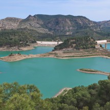 Artificial lake Embalse del Gualdalhorce seen from the viewpoint Mirador de los tres Emlanses